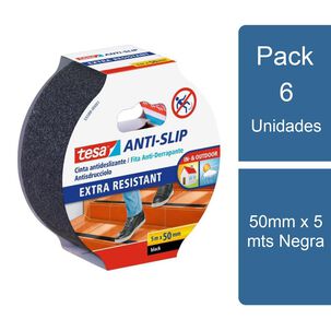 Pack 6 Cintas Antideslizante 50mm X 5 Mts Negra Tesa